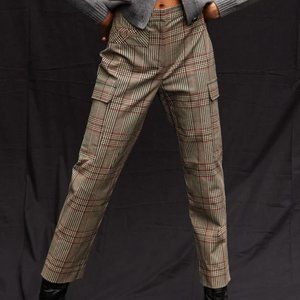 NWT Thakoon Plaid Cargo Trousers, Size 10